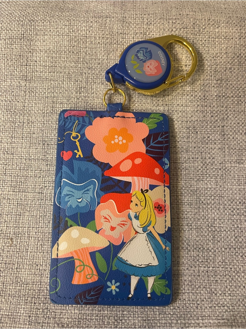 Loungefly Disney Alice Wildflower Mushroom Retractable Lanyard